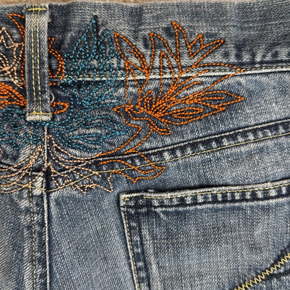 Vintage Y2K Old Navy Ultra Low Rise Bootcut Embroidered Jeans All Cotton Blue 10 - Picture 14 of 16